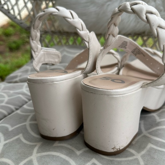 SO chunky white platform braided heel sandals size 8 - Picture 7 of 8